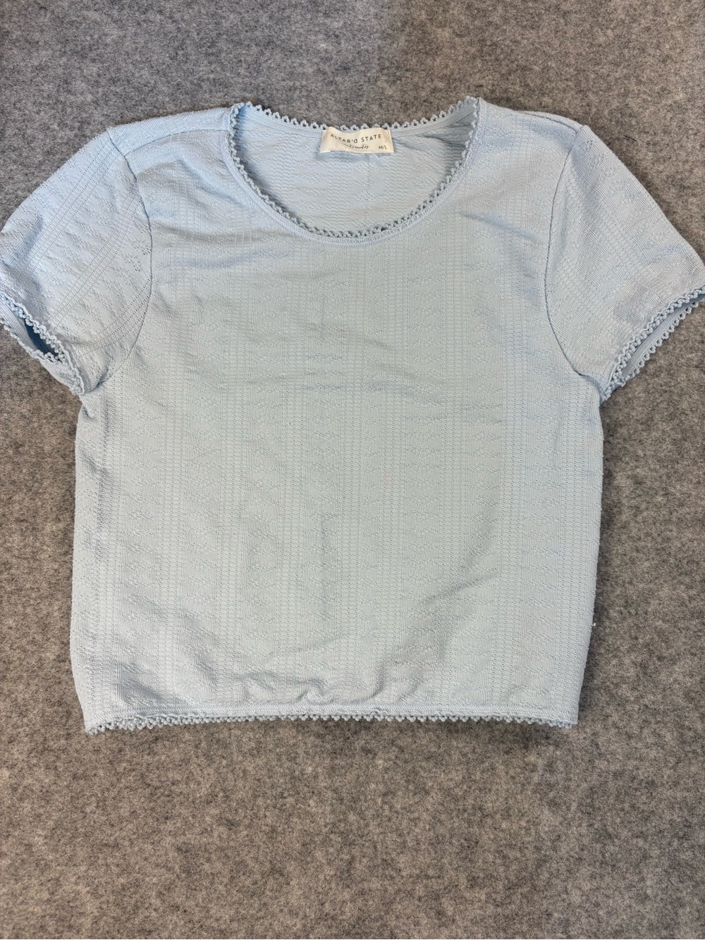 Altar'd State Powder Blue Crochet-Trim Short Sleeve Tee